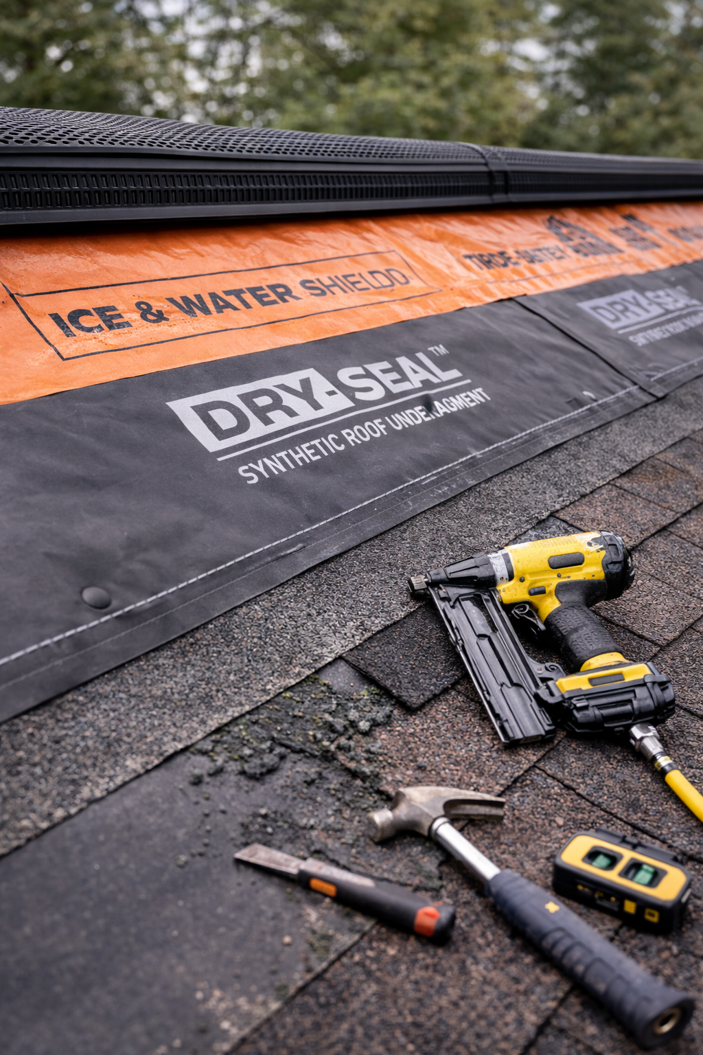 Large residential roof replacement project in progress